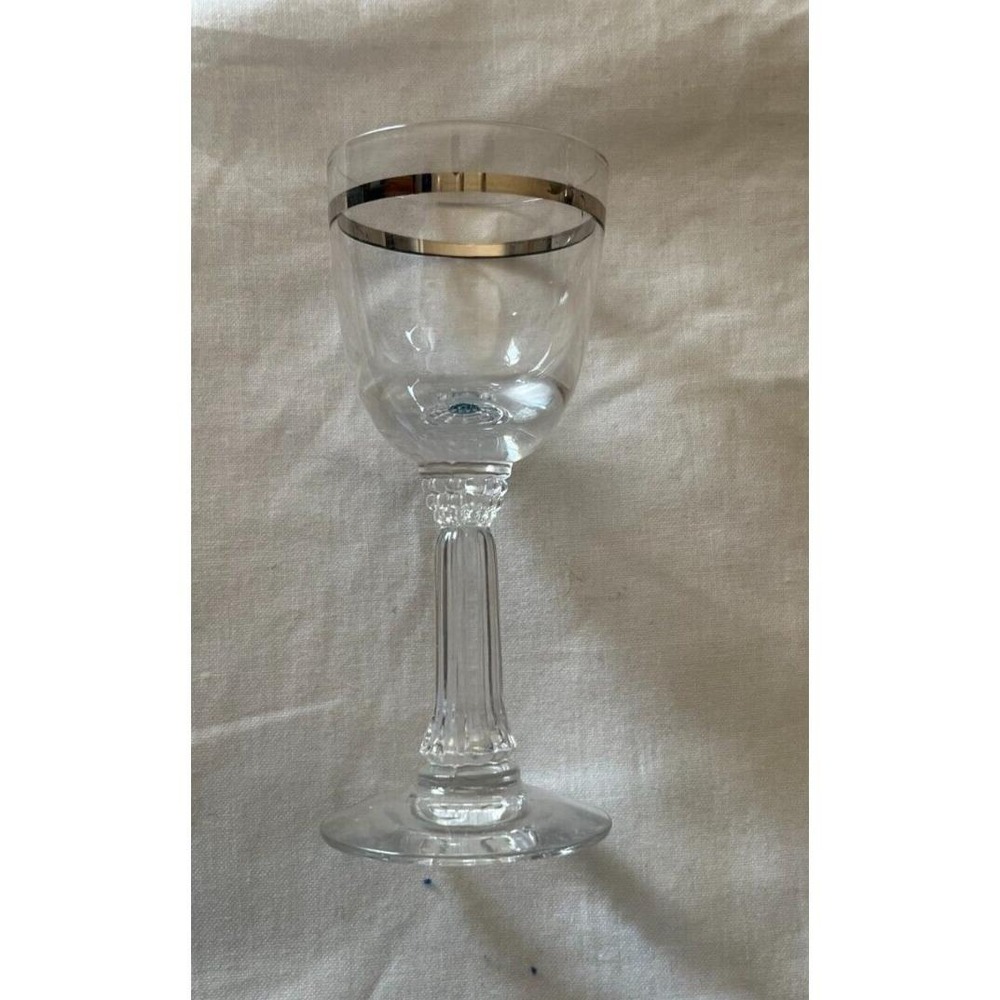 (4)- Vintage Fostoria, Reflection, Platinum Band 625, Crystal cordial glasses